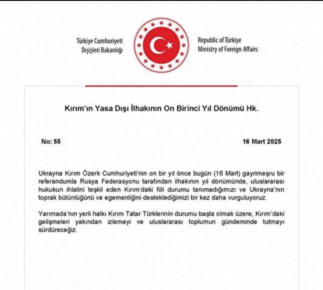 Dışişleri Bakanlığı'ndan Kırım Açıklaması