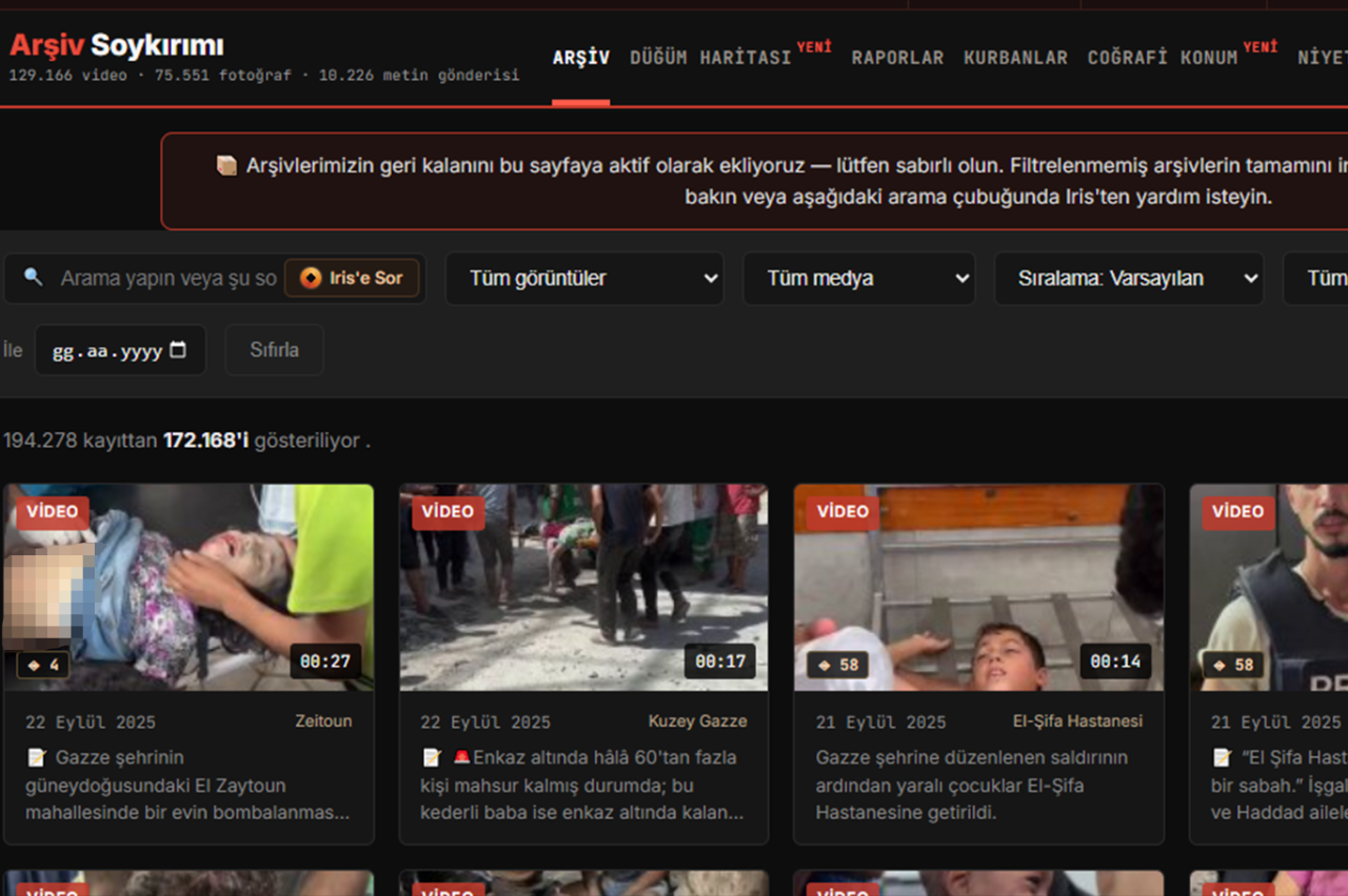 Gazze soykırımının belgelerini gösteren dijital veri tabanı: Binlerce görüntü ve veri Archive Genocide'da bir arada