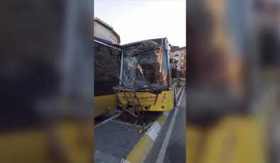 Gaziosmanpaşa’da gaz pedalı takılı kalan İETT otobüsü duraktaki 4 araca çarptı