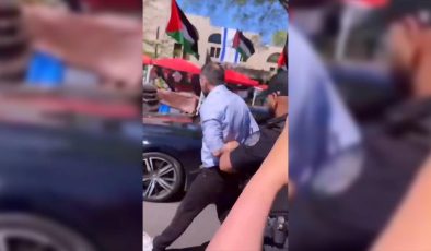 Washington’daki gösteride Filistin yanlısı gösterici kadına fiziki saldırıda bulunuldu