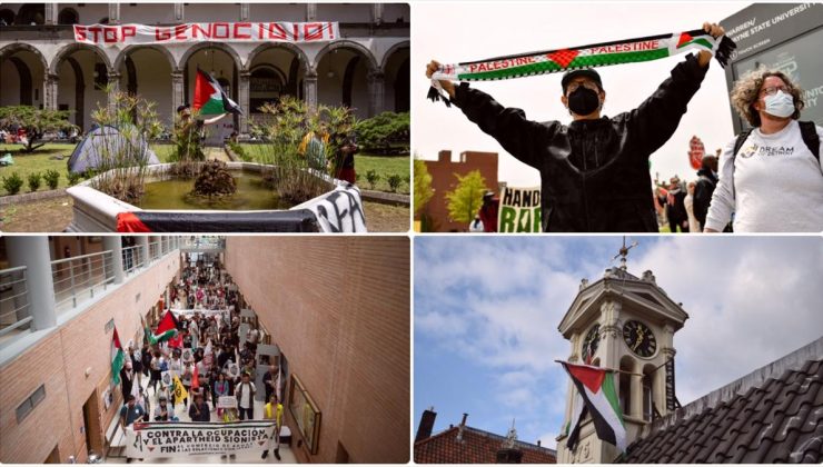 ABD’de başlayıp dünyaya yayılan öğrenci protestoları Filistin’e desteği gösteriyor